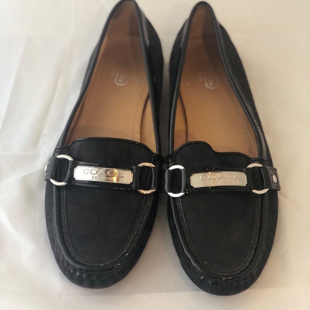 Coach Black Logo Felisha Jaquard Loafers size 9